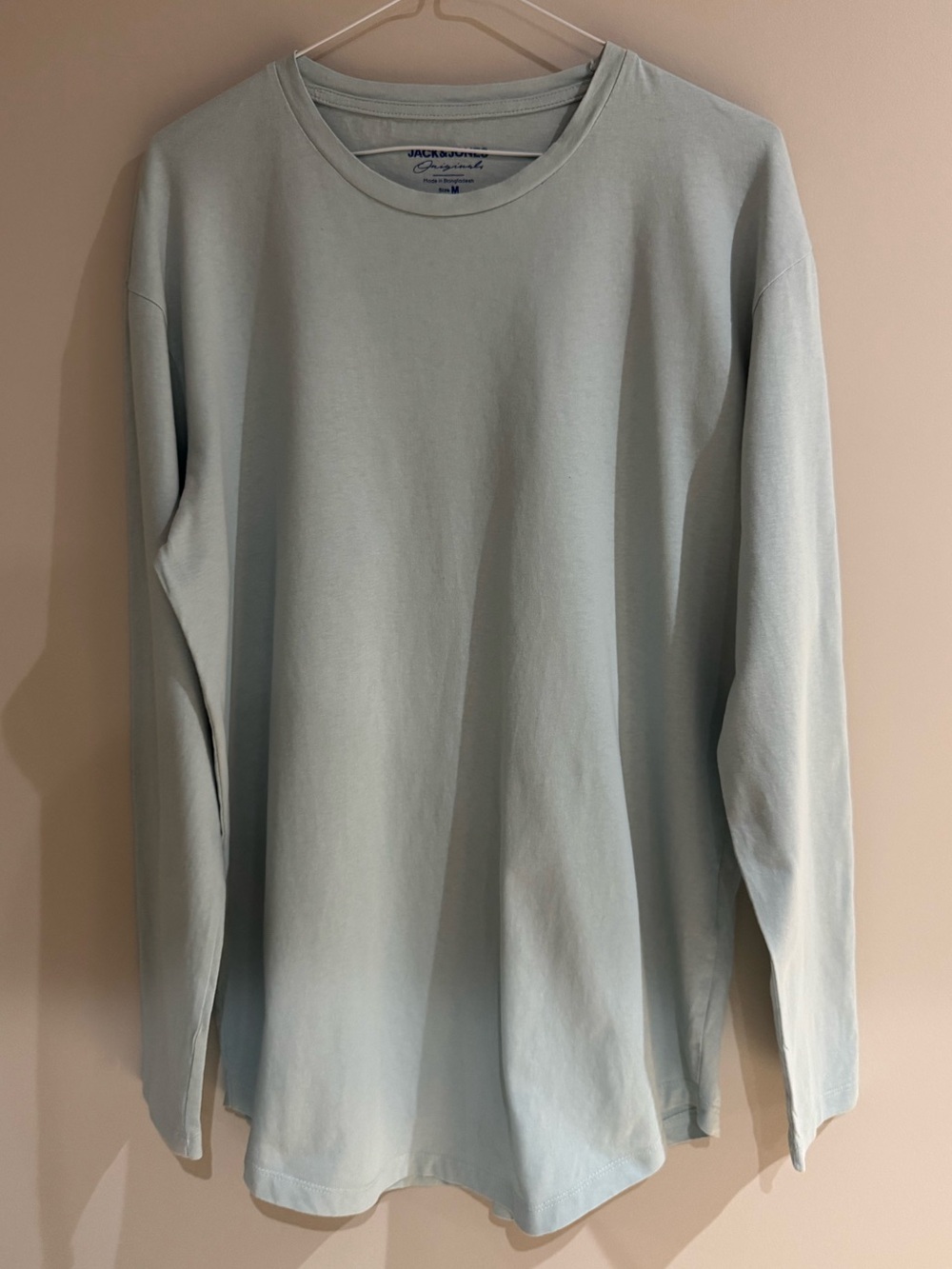 Jack & Jones Men's Light Blue Long Sleeve T-shirt - Originals Size M